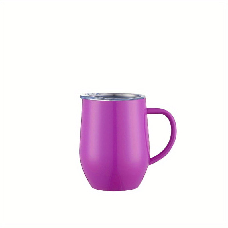 1pc Vacuum Cup - 12oz Insulated Stainless Steel Coffee Mug with Lid and Handle for Hot and Cold Beverages - Perfect Summer Drinkware and Birthday Gift