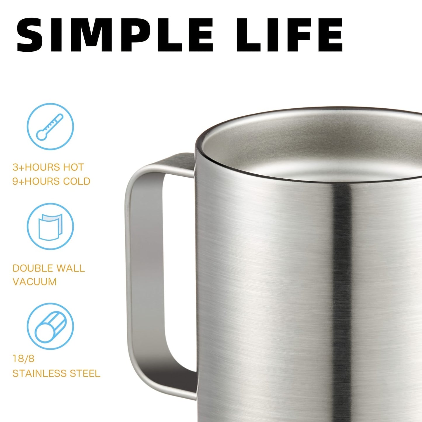 1pc 10oz Tumbler, Stainless Steel Insulated Coffee Mug With Handle, Double Wall Vacuum Travel Mug, Tumbler Cup With Sliding Lid