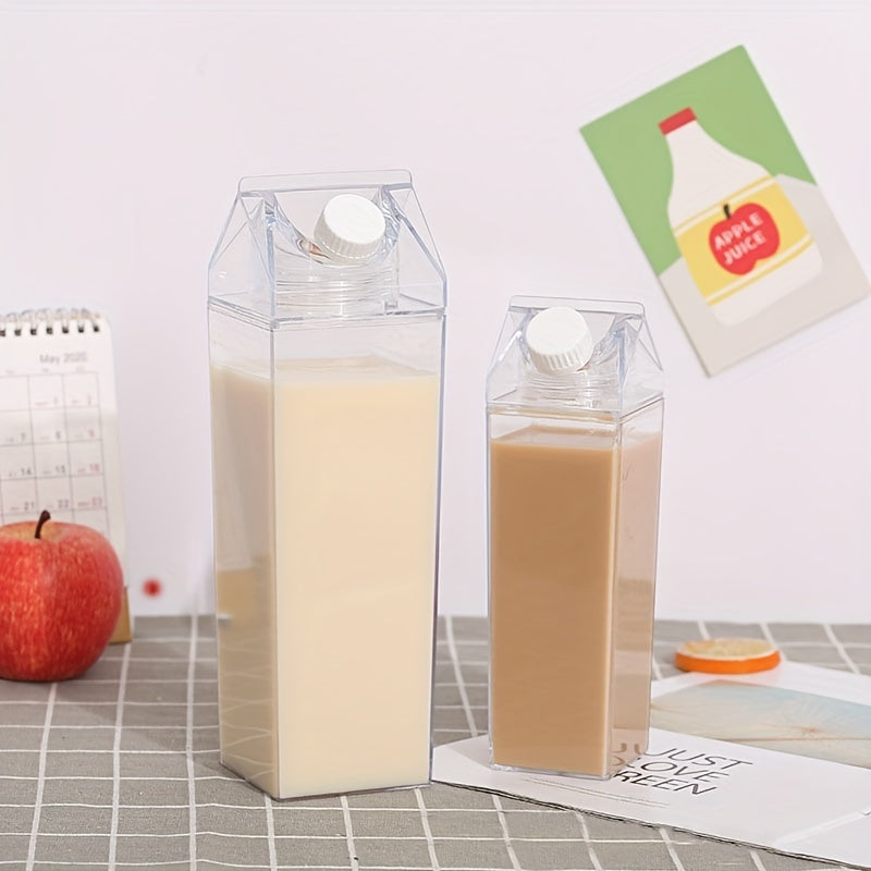 Large Capacity Milk Box Shaped Water Bottle, BPA Free Portable Transparent Square Milk Bottle For Home Kitchen, Outdoor Sports, Camping, Gym Fitness