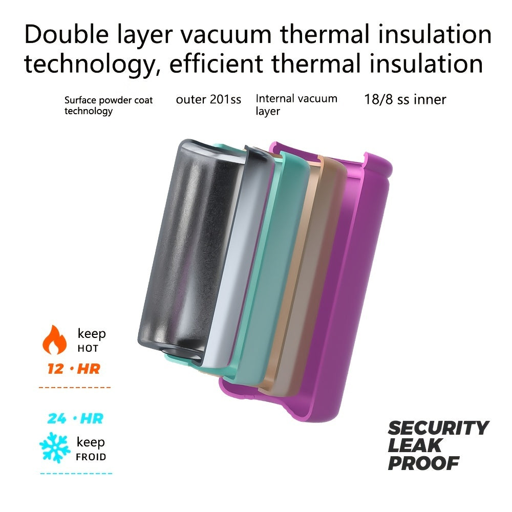 1pc Insulated Water Bottle, 18 Oz Stainless Steel Double Wall Vacuum Wide Mouth Sport Bottle With Leakproof Spout Lid