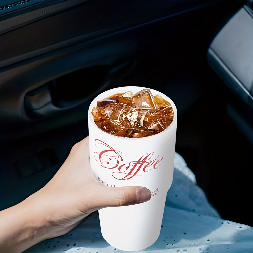 1PC 20oz Coffee Travel Mug With Ceramic Liner, Reusable Coffee Cup, Double Wall Stainless Steel Vacuum Insulated Tumbler, With Leakproof Lid And Portable Rope