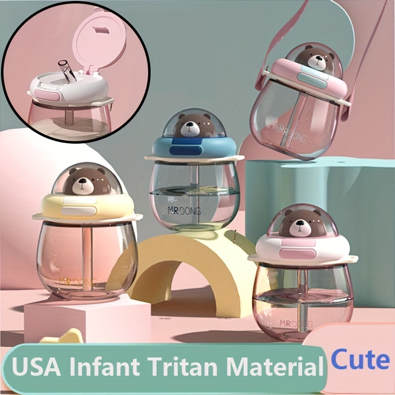 1pc Tritan Kawaii Water Cup Children's Cartoon Little Bear High Temperature Resistant Water Bottle For Boys Girls, Best Children's Day Gift, Christmas Day Gift