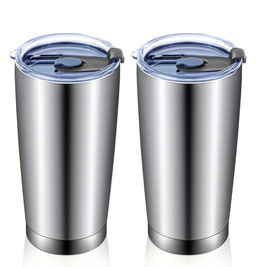 1pc 20oz Tumbler With Lid, Stainless Steel Vacuum Insulated Double Wall Travel Tumbler, Durable Insulated Coffee Mug, Thermal Cup With Splash Proof Sliding Lid