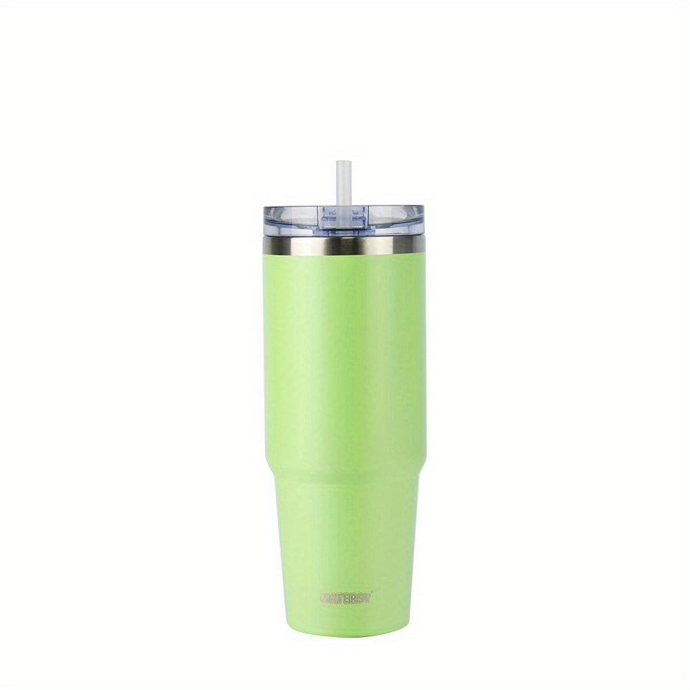 1pc Tumbler With Lid And Straw 30oz, Stainless Steel Insulated Tumbler Coffee Cup, Durable Double Wall Vacuum Travel Coffee Mug Thermal For Hot And Cold Drinks, Drinkware