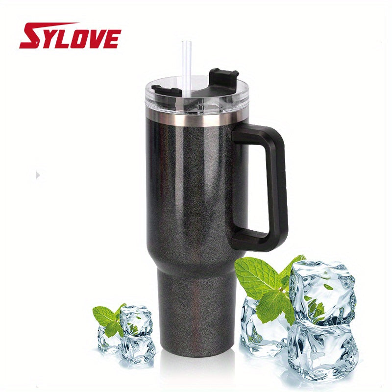 1pc SYLOVE 40oz Portable Gradient Tumbler Bottle With Handle And Straw, Insulated Cup