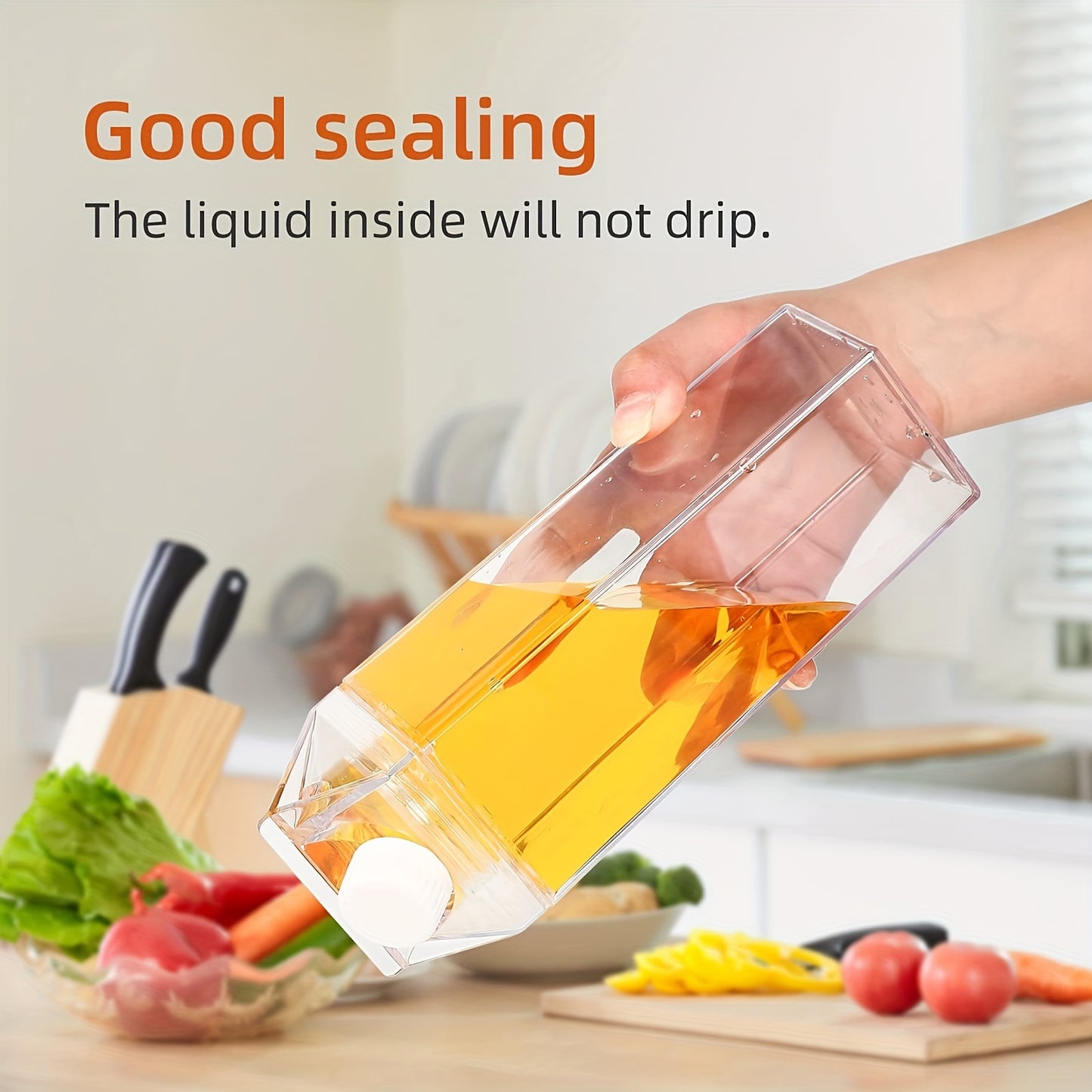 Large Capacity Milk Box Shaped Water Bottle, BPA Free Portable Transparent Square Milk Bottle For Home Kitchen, Outdoor Sports, Camping, Gym Fitness