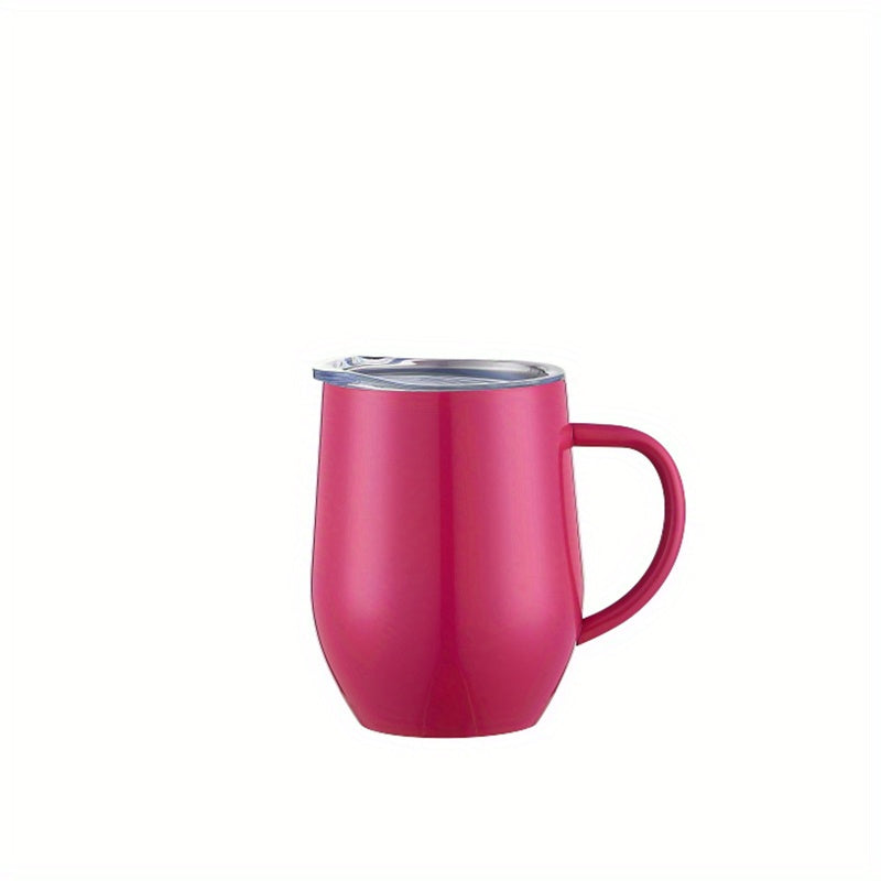 1pc Vacuum Cup - 12oz Insulated Stainless Steel Coffee Mug with Lid and Handle for Hot and Cold Beverages - Perfect Summer Drinkware and Birthday Gift