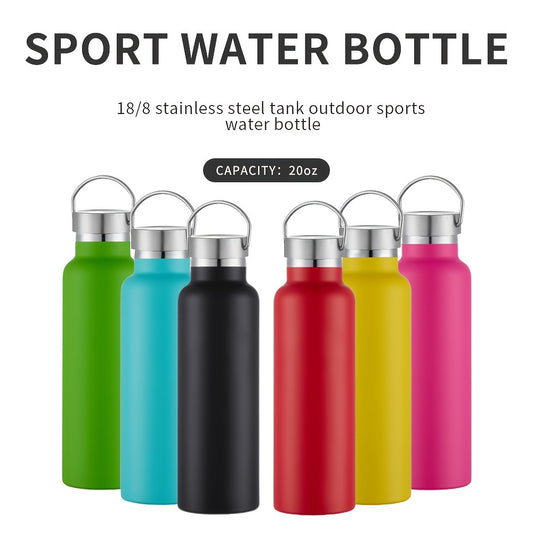 1pc 20oz Water Bottles With Narrow Mouth Steel Lid, Metal Vacuum Insulated Sport Water Bottle, Stainless Steel Reusable Leak Proof BPA-Free Flask, Father's Day Gifts
