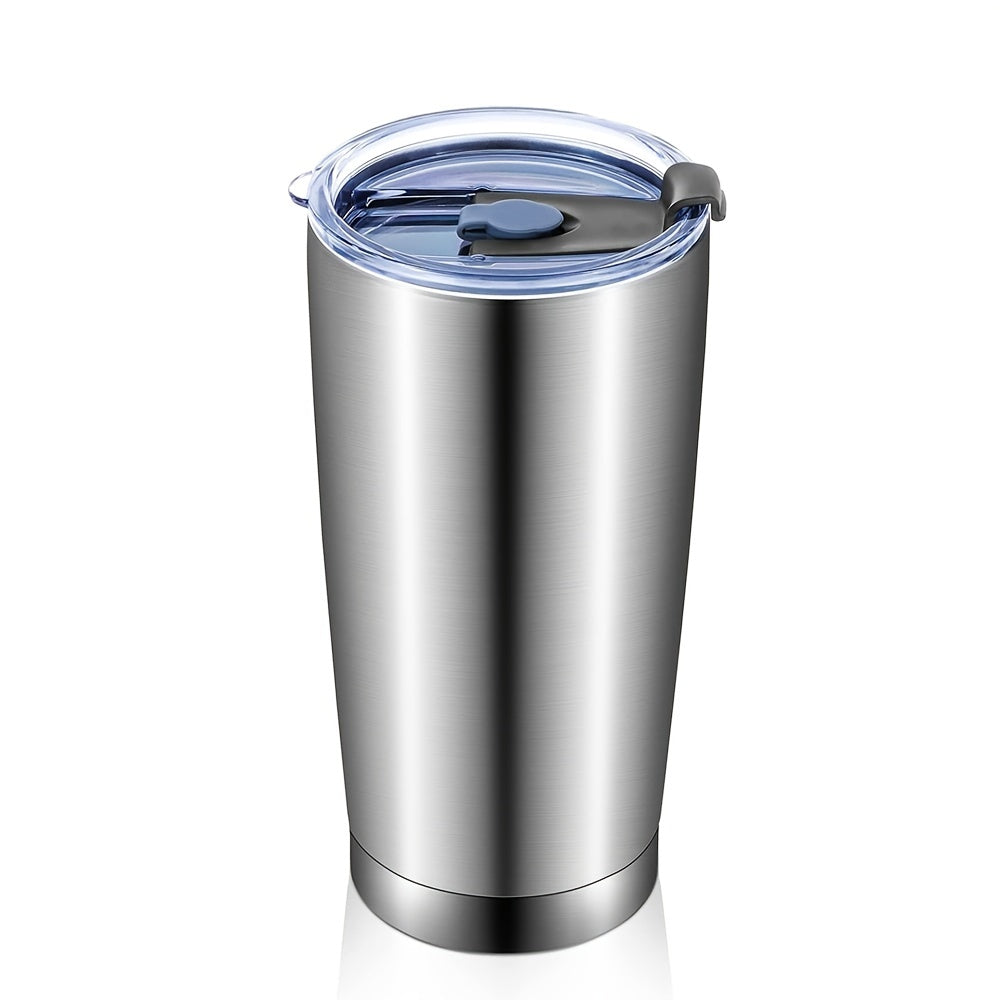 1pc 20oz Tumbler With Lid, Stainless Steel Vacuum Insulated Double Wall Travel Tumbler, Durable Insulated Coffee Mug, Thermal Cup With Splash Proof Sliding Lid