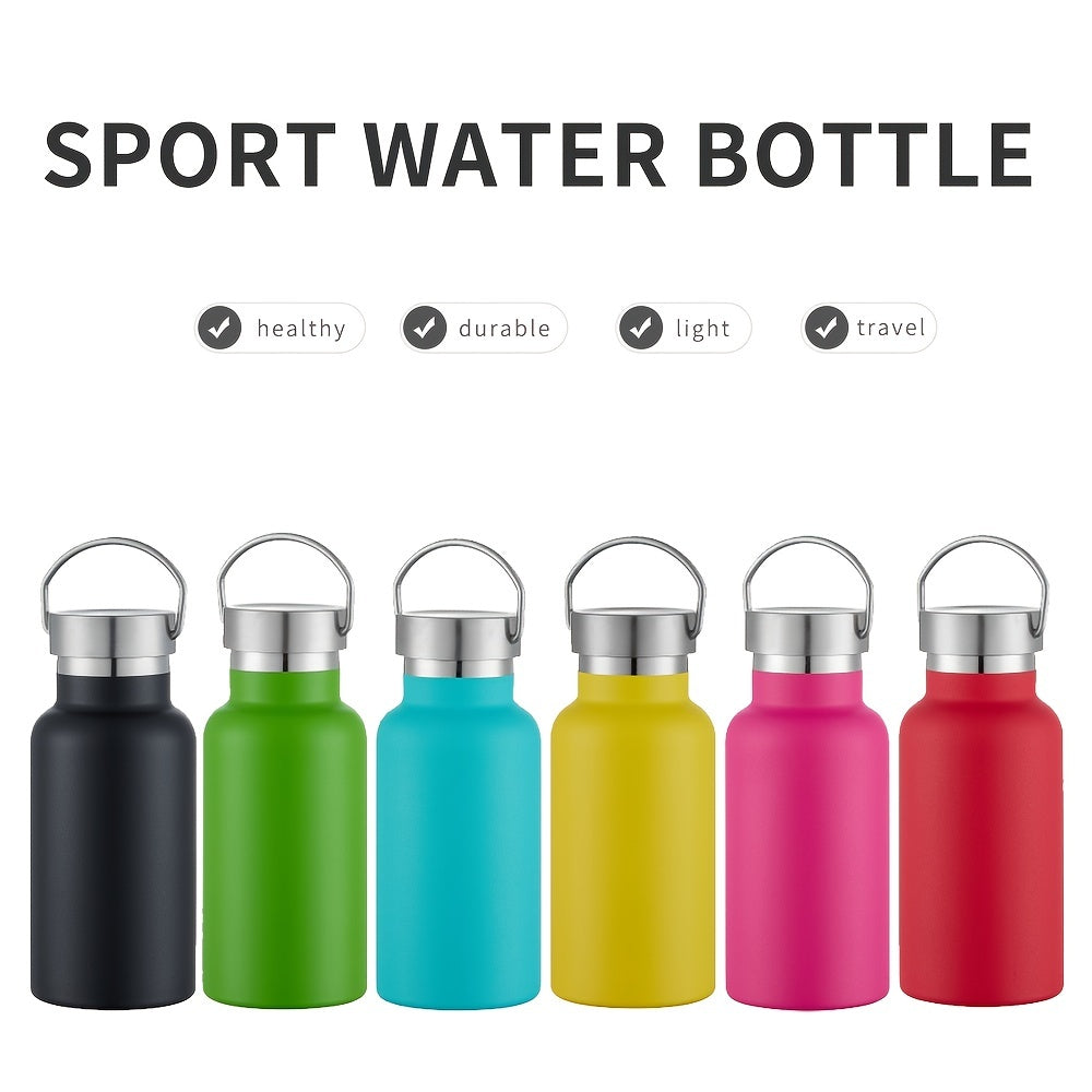 1pc Stainless Steel Sport Water Bottles, 12oz Vacuum Insulated Double Wall Travel Water Bottle With Leak Proof Lid, Metal Reusable Standard Mouth Flask For School, Hikers, Gift
