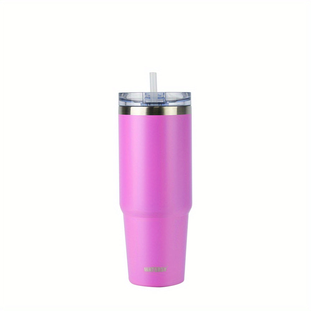 1pc Tumbler With Lid And Straw 30oz, Stainless Steel Insulated Tumbler Coffee Cup, Durable Double Wall Vacuum Travel Coffee Mug Thermal For Hot And Cold Drinks, Drinkware
