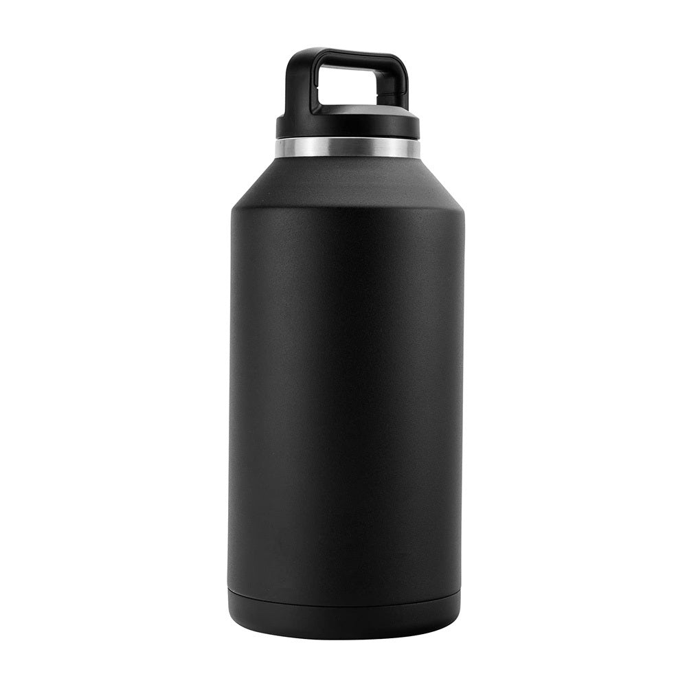 1pc Half Gallon Water Bottle Insulated, 64oz Water Bottle With Handle, Leakproof BPA Free Water Jug, Large Stainless Steel Water Bottle For Sports, Black