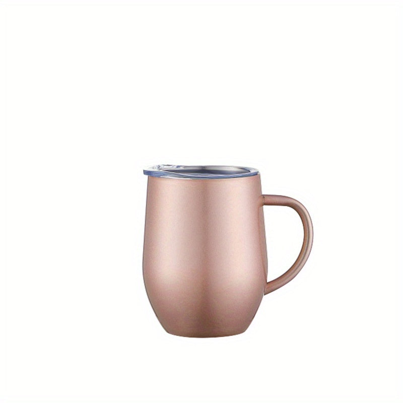 1pc Vacuum Cup - 12oz Insulated Stainless Steel Coffee Mug with Lid and Handle for Hot and Cold Beverages - Perfect Summer Drinkware and Birthday Gift