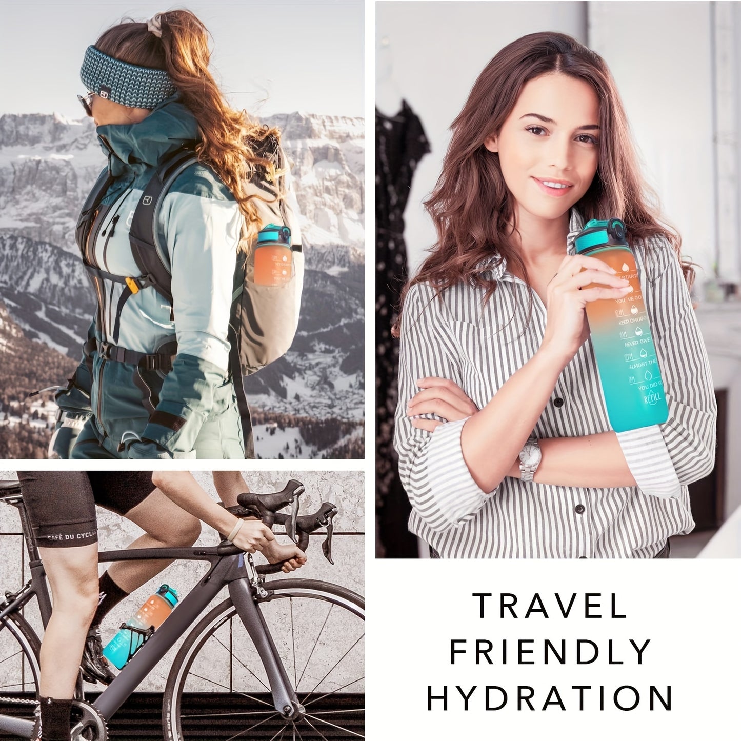 32oz Motivational Water Bottles With Times Marker And Straw, Leakproof Bottle For Fitness Gym Outdoor Sports
