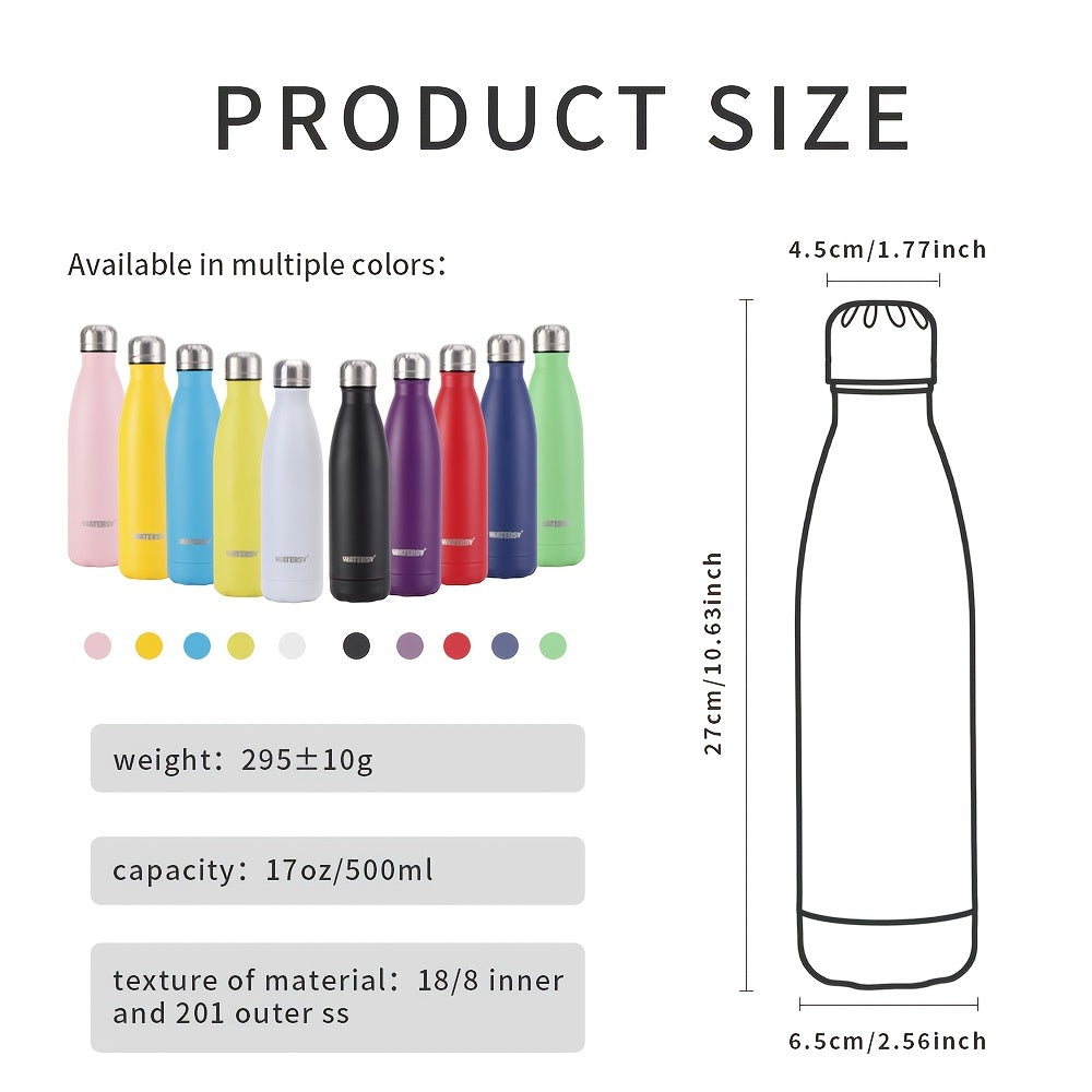 1pc Insulated Water Bottles -17oz\u002F500ml, Stainless Steel Water Bottles, Sports Water Bottles Keep Cold For 24 Hours And Hot For 12 Hours, Water Bottle For School