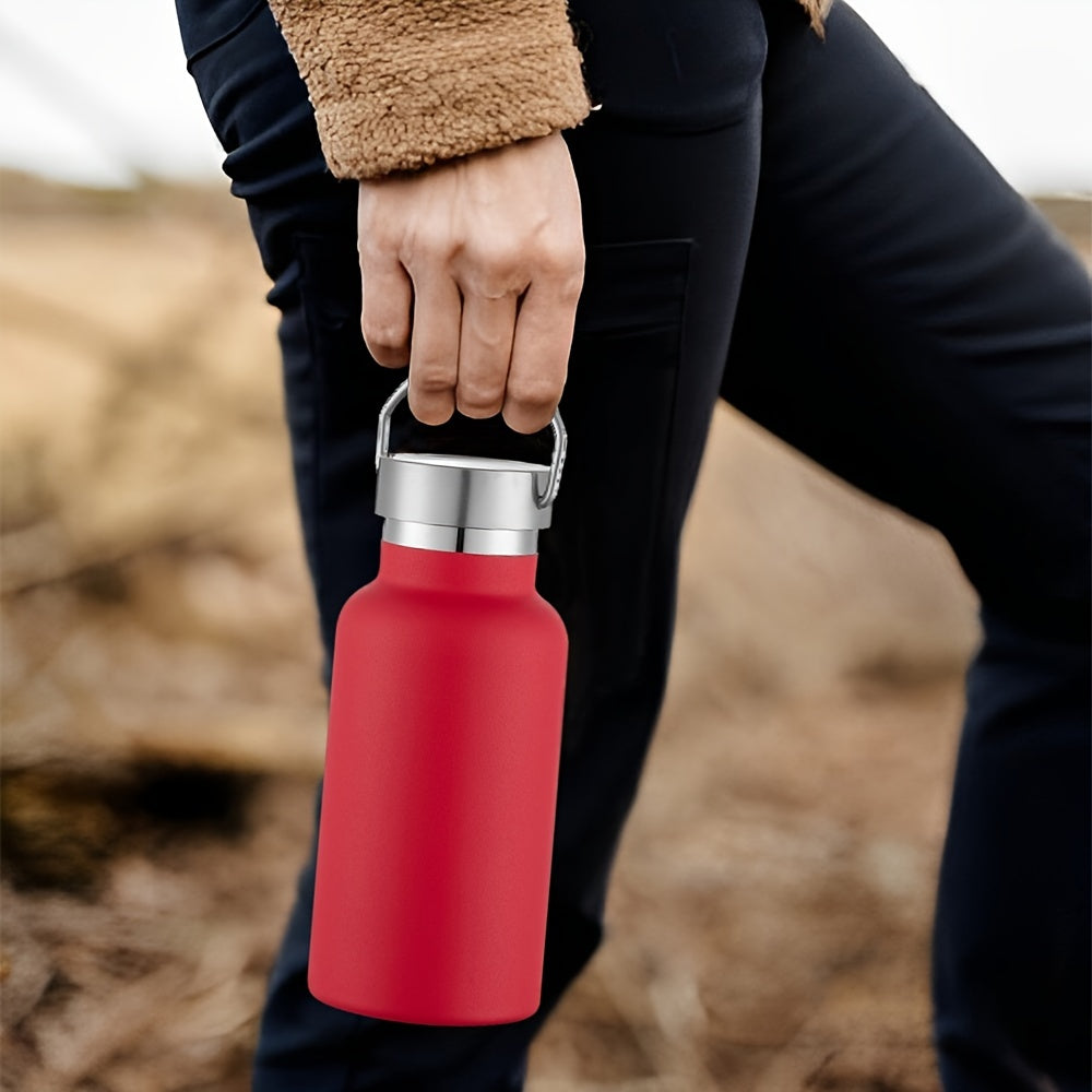 1pc Stainless Steel Sport Water Bottles, 12oz Vacuum Insulated Double Wall Travel Water Bottle With Leak Proof Lid, Metal Reusable Standard Mouth Flask For School, Hikers, Gift