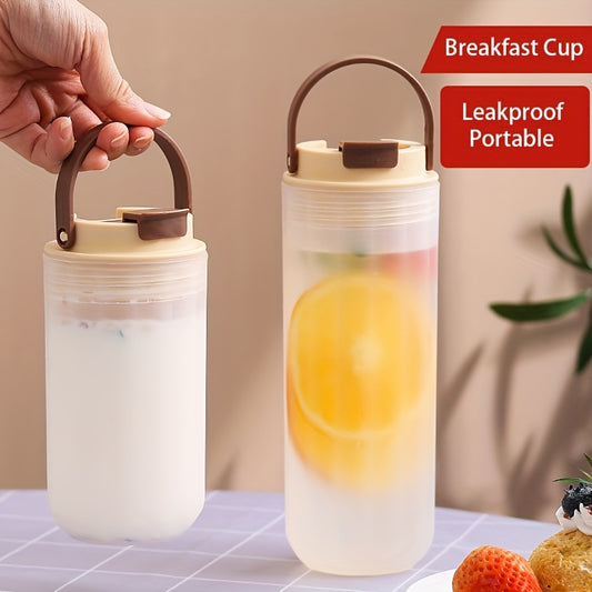 Portable Breakfast Cup With Handle, Leakproof BPA Free Yogurt Oatmeal Milk Salad Cup For Home Office School