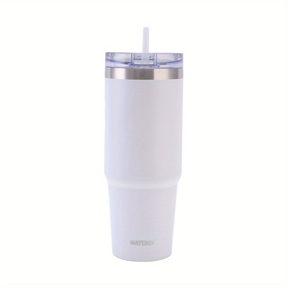 1pc Tumbler With Lid And Straw 30oz, Stainless Steel Insulated Tumbler Coffee Cup, Durable Double Wall Vacuum Travel Coffee Mug Thermal For Hot And Cold Drinks, Drinkware