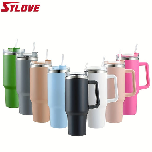 1pc Large 40oz Stainless Steel Water Bottle with Leakproof Lid and Straw - Perfect for Outdoor Activities, Camping, Hiking, and Travel - Great Gift for Holidays and Special Occasions