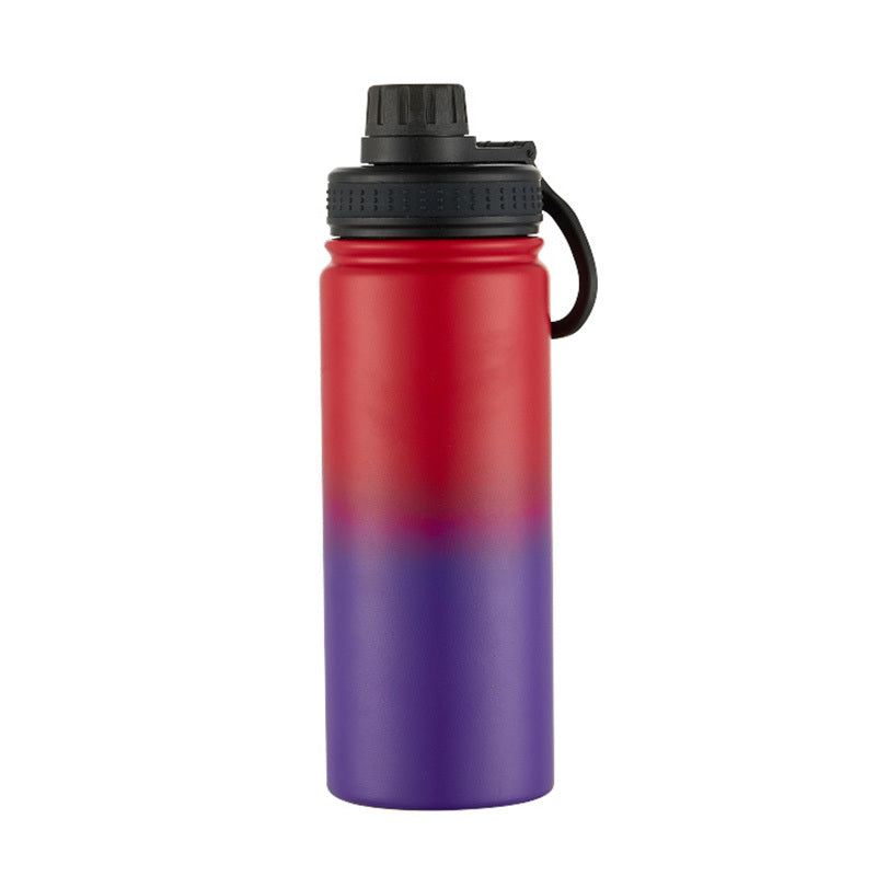 1pc Insulated Water Bottle, 18 Oz Stainless Steel Double Wall Vacuum Wide Mouth Sport Bottle With Leakproof Spout Lid