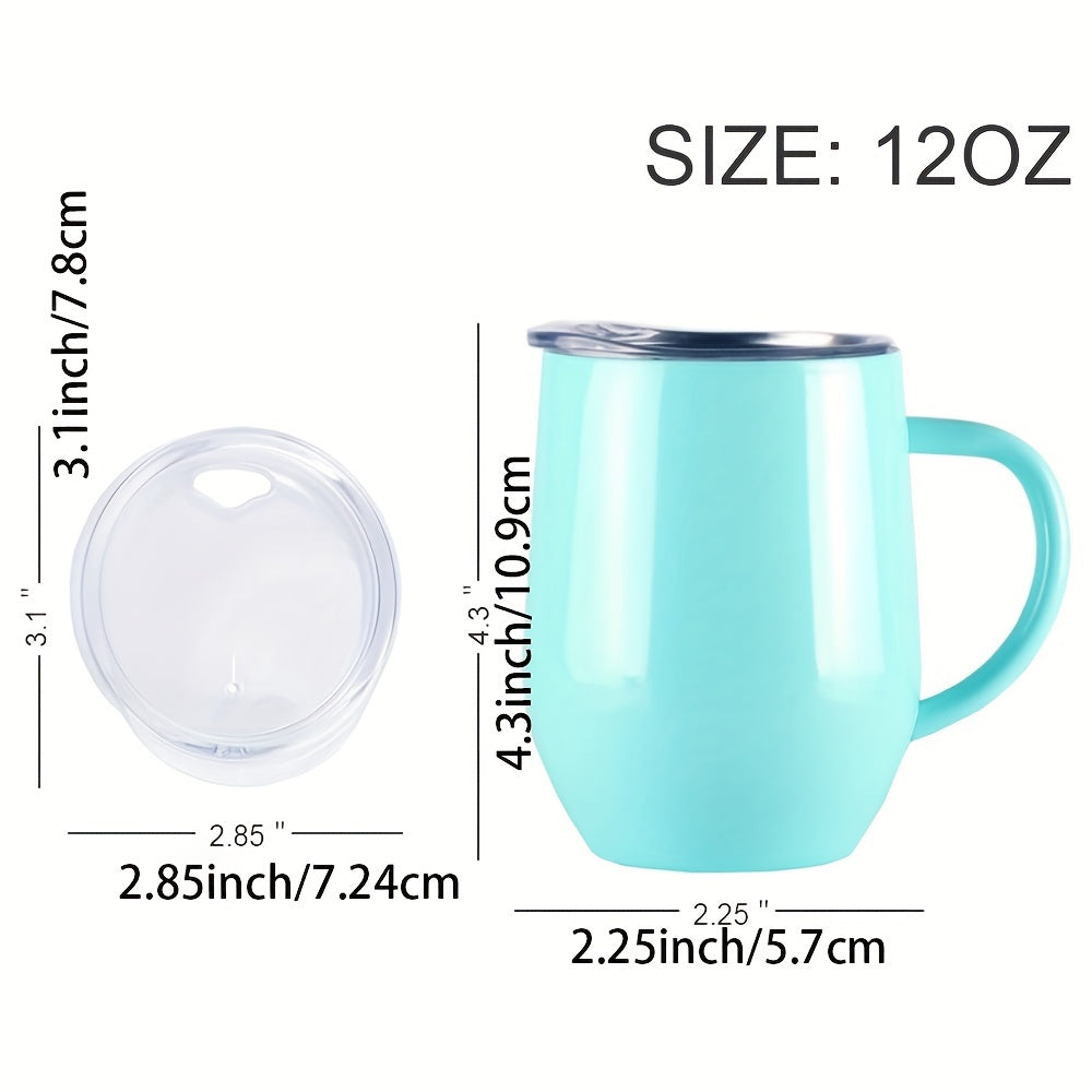 1pc Vacuum Cup - 12oz Insulated Stainless Steel Coffee Mug with Lid and Handle for Hot and Cold Beverages - Perfect Summer Drinkware and Birthday Gift