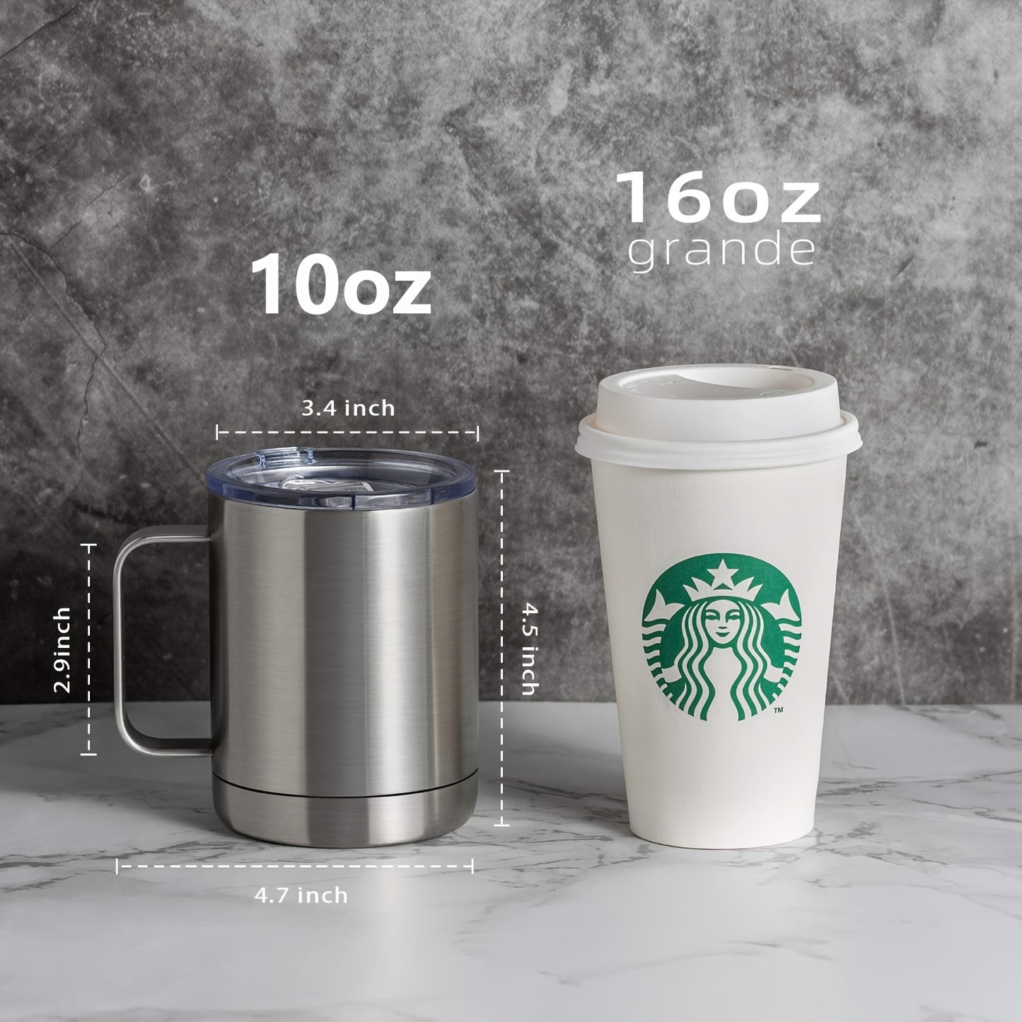 1pc 10oz Tumbler, Stainless Steel Insulated Coffee Mug With Handle, Double Wall Vacuum Travel Mug, Tumbler Cup With Sliding Lid