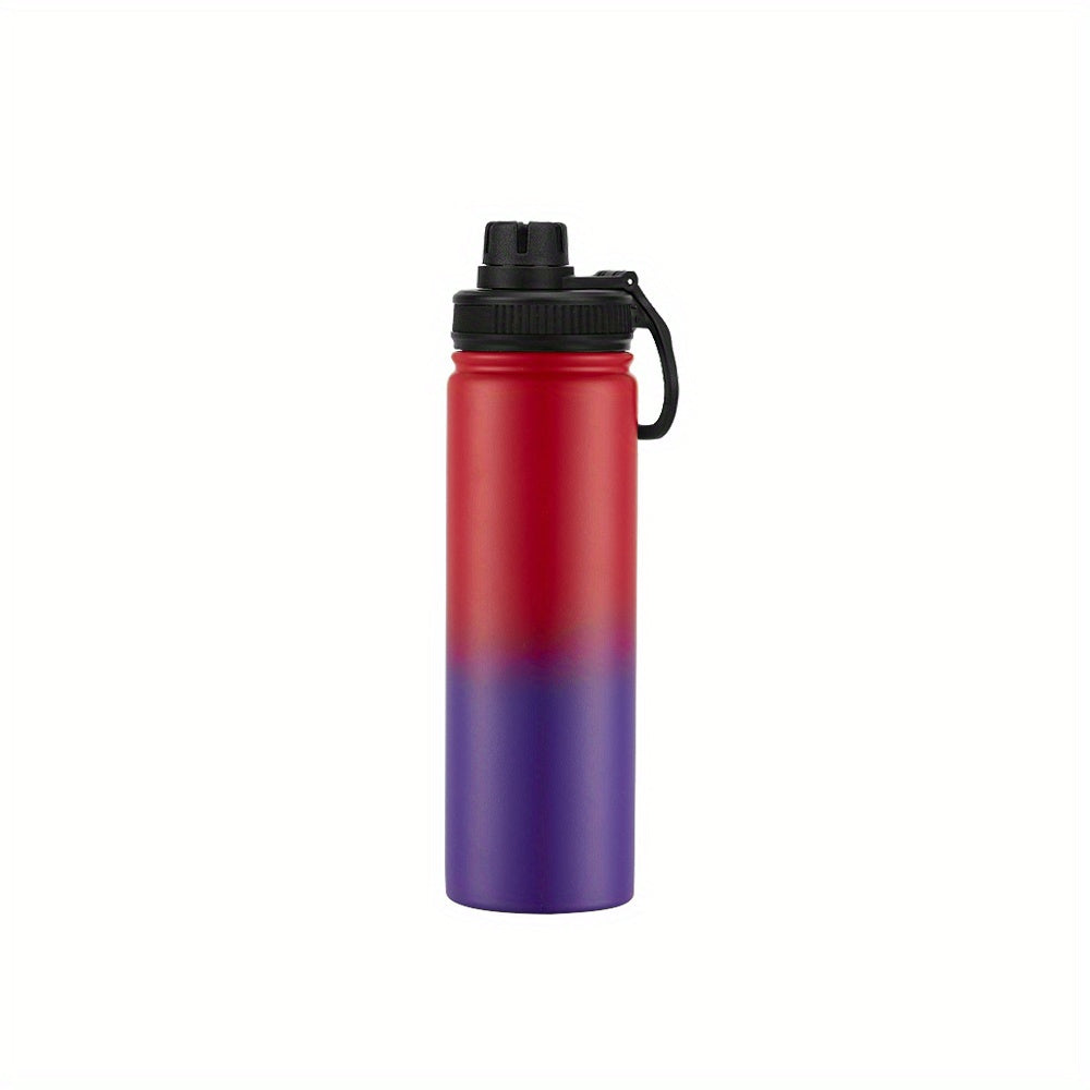 1pc Water Bottle, 22oz Vacuum Insulated Water Bottle, Stainless Steel Hydro Flask, Wide Mouth Water Bottle With Carrying Strap For Fitness Gym Sports School Mountain Climbing Yoga Hiking