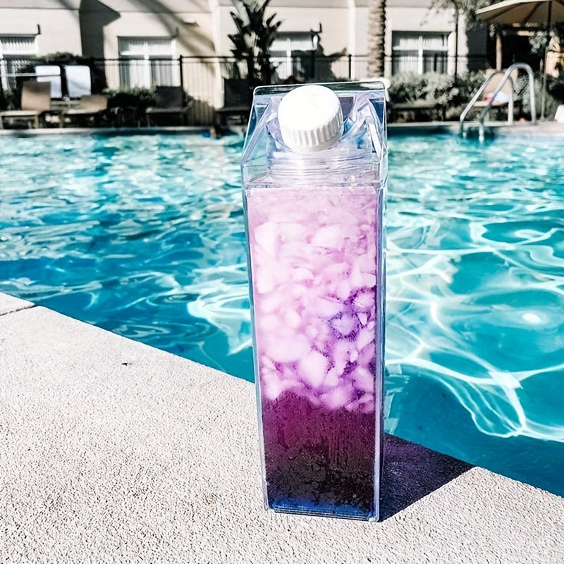 Large Capacity Milk Box Shaped Water Bottle, BPA Free Portable Transparent Square Milk Bottle For Home Kitchen, Outdoor Sports, Camping, Gym Fitness