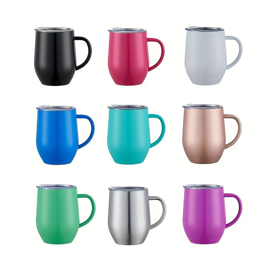 1pc Vacuum Cup - 12oz Insulated Stainless Steel Coffee Mug with Lid and Handle for Hot and Cold Beverages - Perfect Summer Drinkware and Birthday Gift