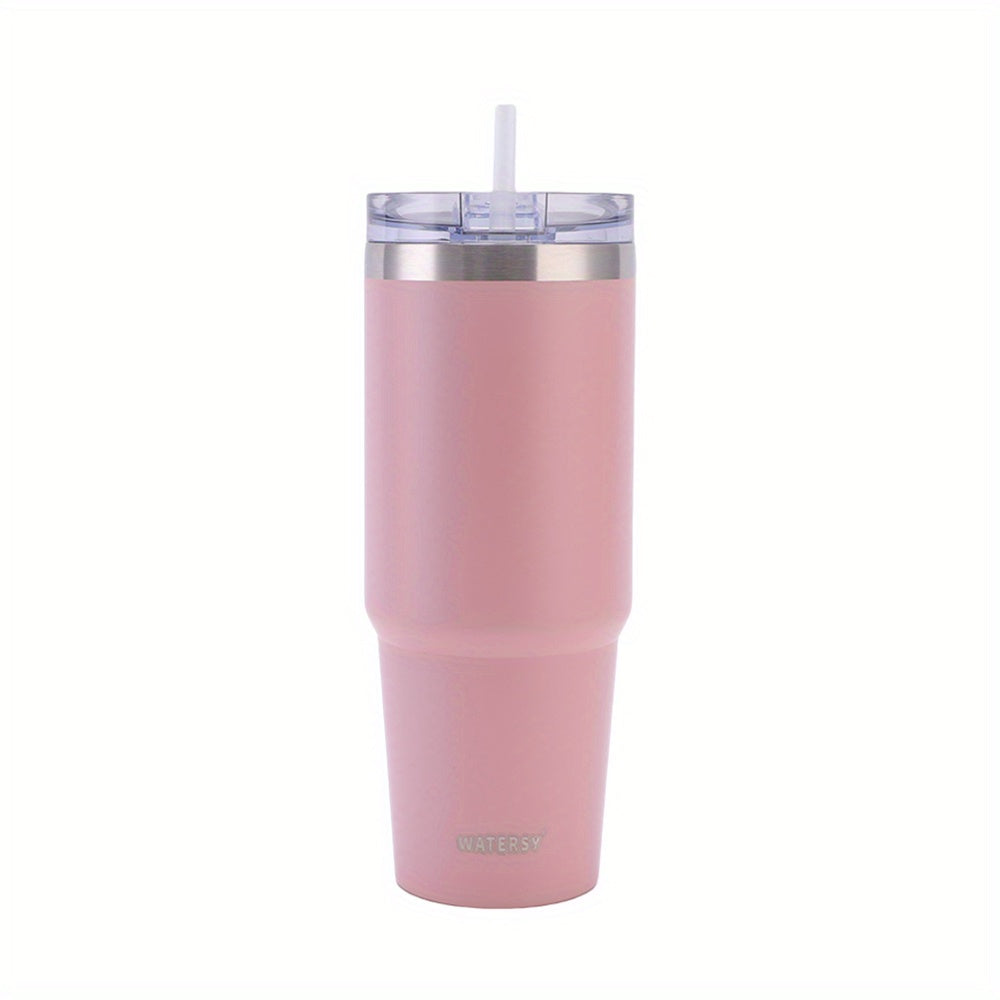 1pc Tumbler With Lid And Straw 30oz, Stainless Steel Insulated Tumbler Coffee Cup, Durable Double Wall Vacuum Travel Coffee Mug Thermal For Hot And Cold Drinks, Drinkware