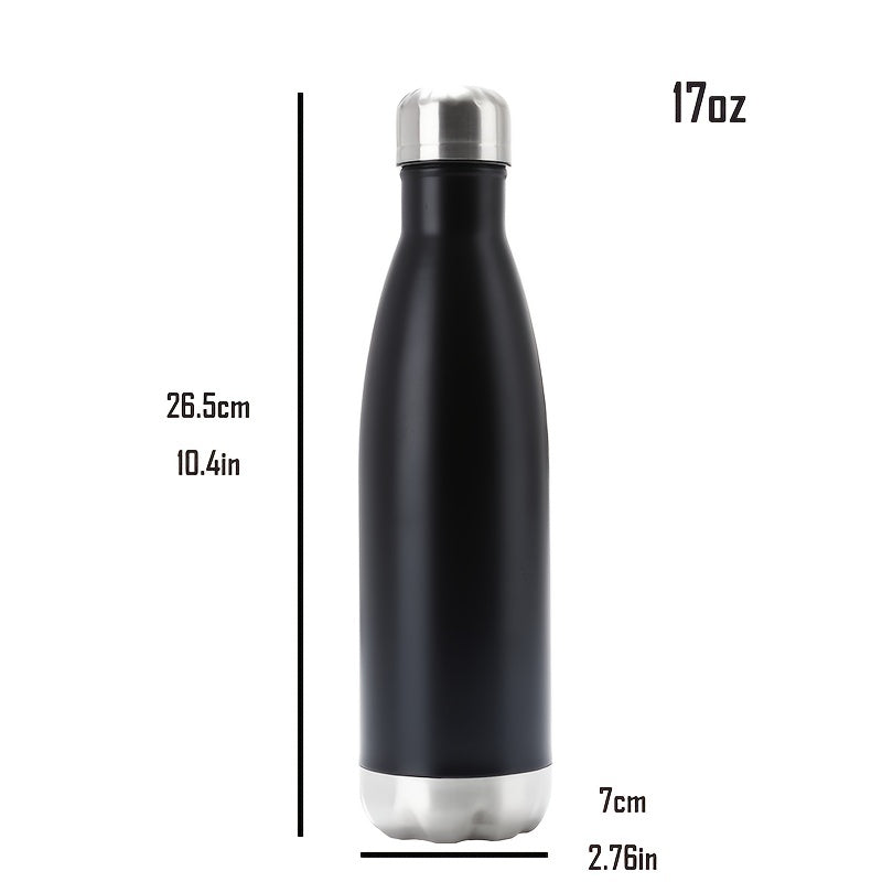 1pc 17oz Sport Water Bottle Vacuum Insulated Stainless Steel Sport Water Bottle Leak-Proof Double Wall Cola Shape Water Bottle, Keep Drinks Hot & Cold