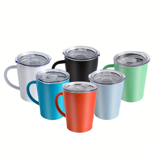 1pc Stainless Steel Insulated Coffee Mug With Handle, 8oz\u002F260ML Double Wall Vacuum Travel Mug, Tumbler Cup With Sliding Lid, Summer Drinkware, Kitchen Stuff, Home Kitchen Items