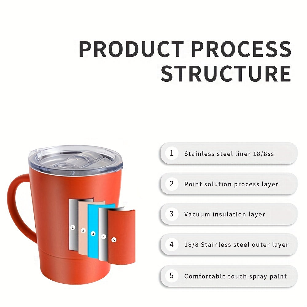 1pc Stainless Steel Insulated Coffee Mug With Handle, 8oz\u002F260ML Double Wall Vacuum Travel Mug, Tumbler Cup With Sliding Lid, Summer Drinkware, Kitchen Stuff, Home Kitchen Items