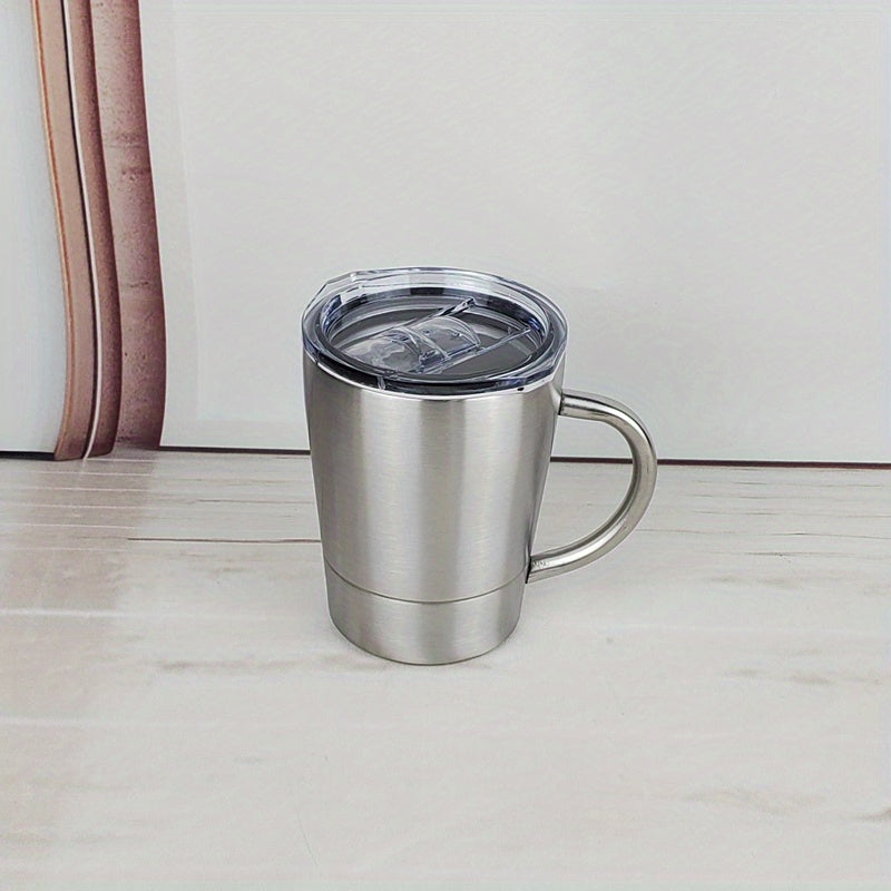1pc Stainless Steel Insulated Coffee Mug With Handle, 8oz\u002F260ML Double Wall Vacuum Travel Mug, Tumbler Cup With Sliding Lid, Summer Drinkware, Kitchen Stuff, Home Kitchen Items