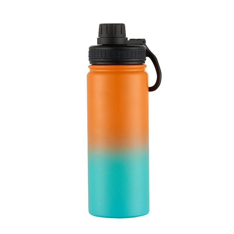 1pc Insulated Water Bottle, 18 Oz Stainless Steel Double Wall Vacuum Wide Mouth Sport Bottle With Leakproof Spout Lid