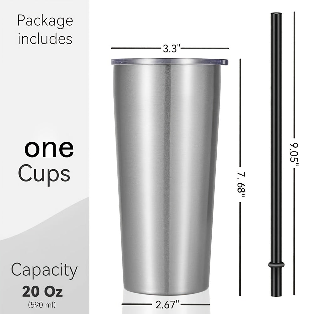 1pc 20oz Tumbler With Lid, Stainless Steel Water Mug With Lid, Double Wall Insulated Coffee Cup, Home, Office, Travel