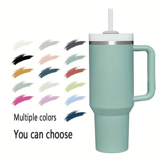 40oz Car Cup Insulation And Cold Insulation Cup 304 Stainless Steel Handle Cup Double-layer Ice Cup Straw Cup Insulation Coffee Pot