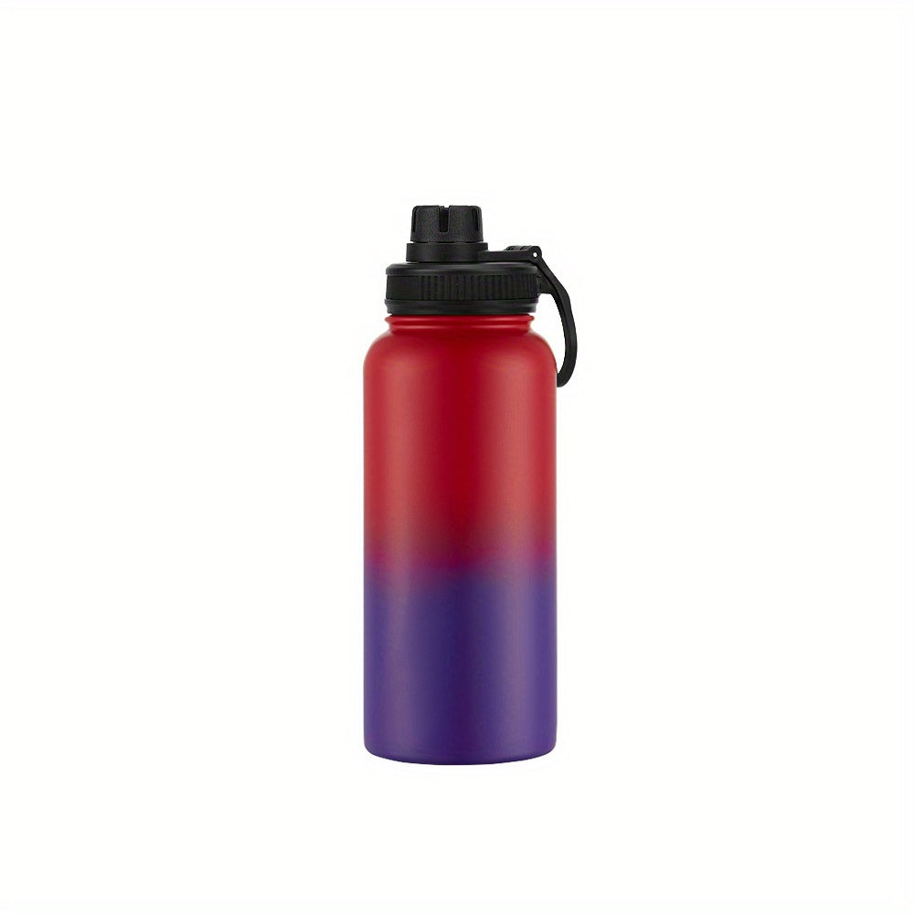 1pc 32oz Water Bottle, Vacuum Insulated Stainless Steel Water Flask With Sport Lid, Leak Proof, Double Walled Travel Thermo Mug, Metal Canteen, Hot Cold Water Bottles