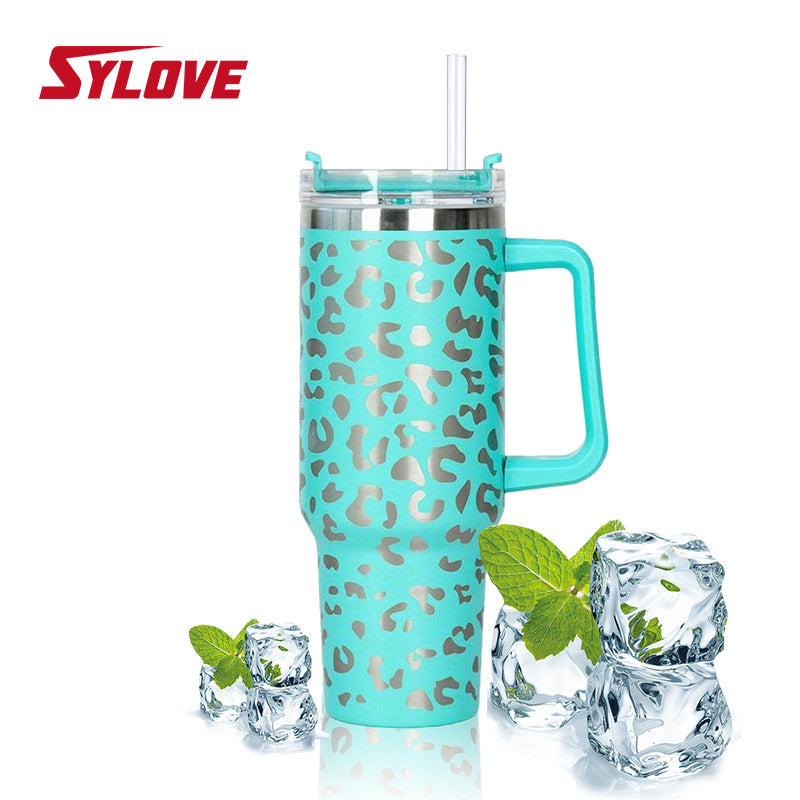 1pc Portable 40oz Large Capacity Leopard Print Water Bottles, Stainless Steel Leakproof Tumbler Insulation Water Car Cup With Lid And Straw For Men Women Outdoor Camping, Hiking, Driving, Best Christmas Gift, Birthday Gift, Father's Day Gift