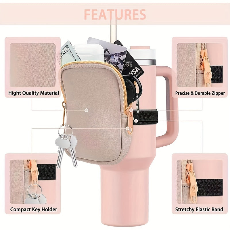 40oz Water Bottle Portable Key Bag Phone Bag, Sports Leisure Arm Wrist Mini Bag, Small Zipper Organizer Storage Bag, Can Be Placed On Water Bottle