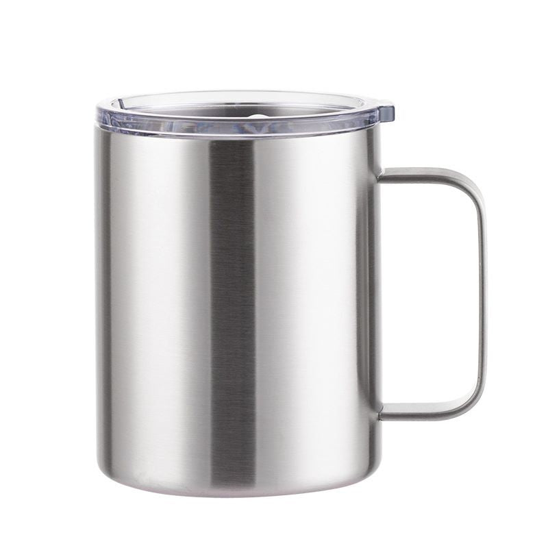 1pc 12oz Stainless Steel Coffee Mug Cup With Lid And Handle, Double Wall Vacuum Insulated Coffee Tumbler, Reusable And Durable Travel Coffee Cup, Thermal Cup, Powder Coated