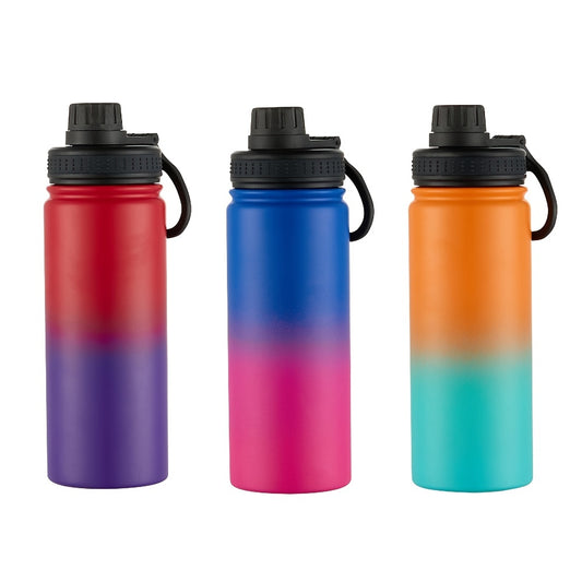 1pc Insulated Water Bottle, 18 Oz Stainless Steel Double Wall Vacuum Wide Mouth Sport Bottle With Leakproof Spout Lid