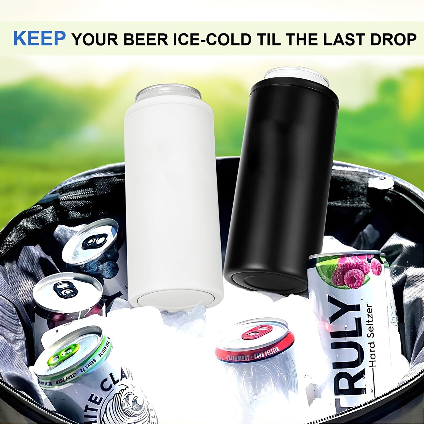 1pc Slim Can Cooler For Slim Beer, Hard Seltzer, Double Walled Stainless Steel Insulated Slim Cans 12oz