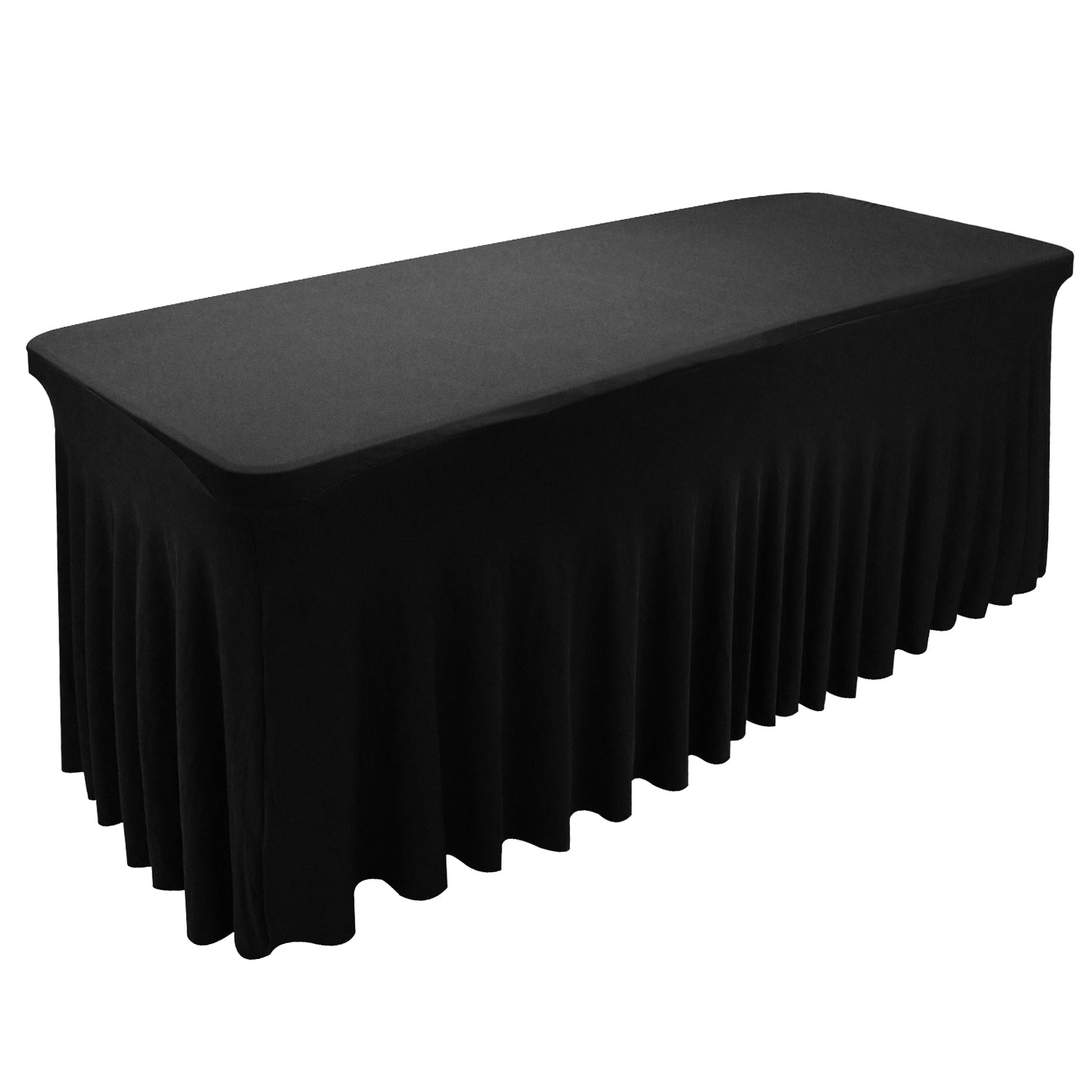 SUNTQ Table Skirt for Rectangle Tables 6ft , Fitted Table Cover for 6 foot table, White Table Cloth for 6 ft Table with Skirt, Wrinkle Resistant Spandex Table Skirt and Table Cloths for Parties