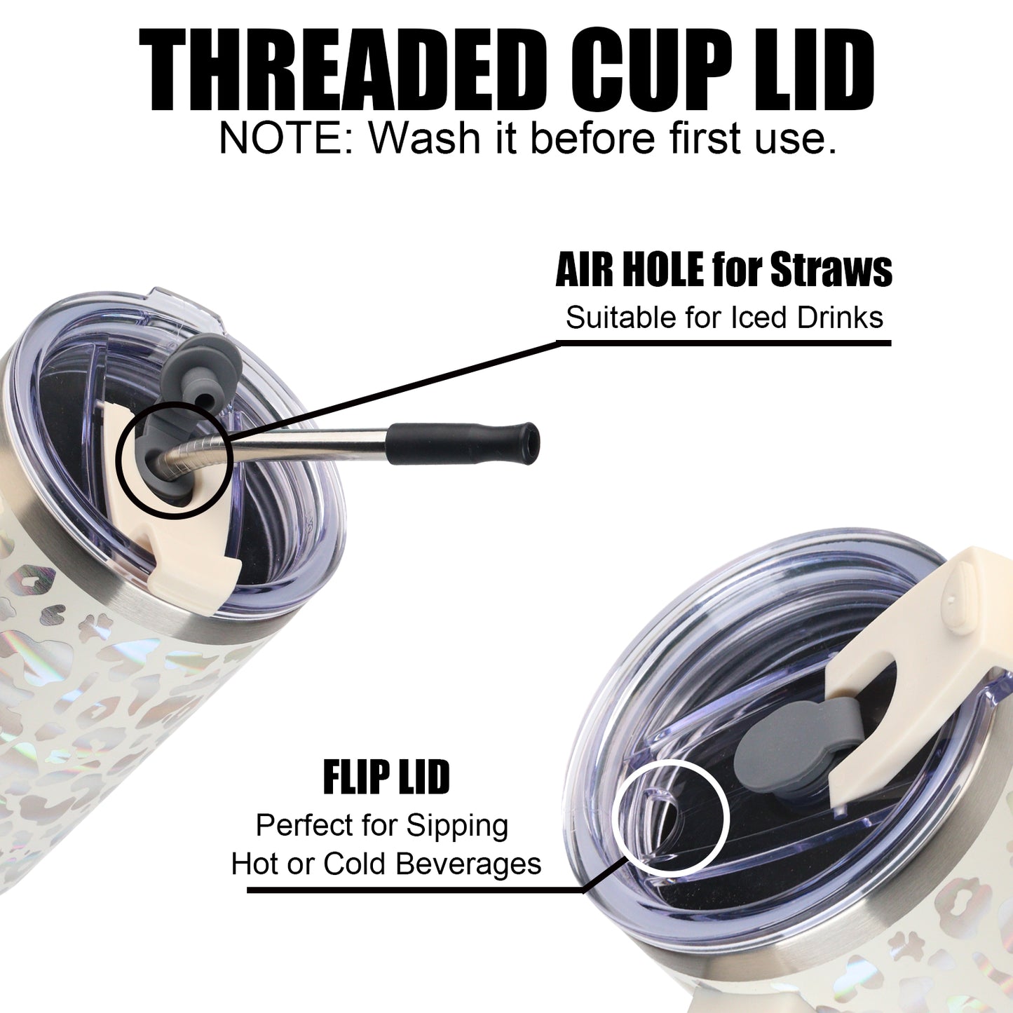AQUAPHILE Insulated Tumbler with Leak-proof Lid and Straw, 20/30/40 oz Insulated Stainless Steel Coffee Mug with Handle, Travel Coffee Mug