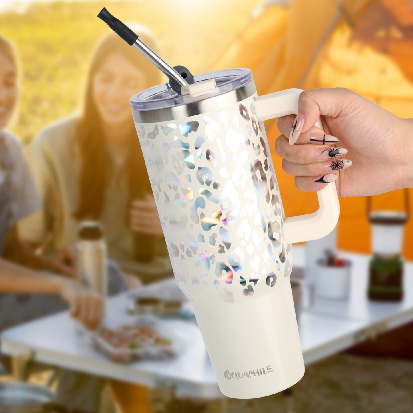 AQUAPHILE Insulated Tumbler with Leak-proof Lid and Straw, 20/30/40 oz Insulated Stainless Steel Coffee Mug with Handle, Travel Coffee Mug