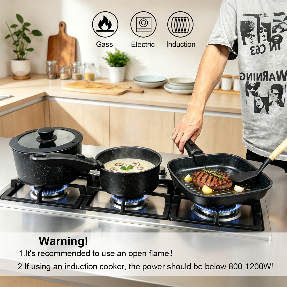 AQUAPHILE 31/35-piece kitchen non stick cookware set, including baking tools set, stackable, suitable for dishwasher and steamer