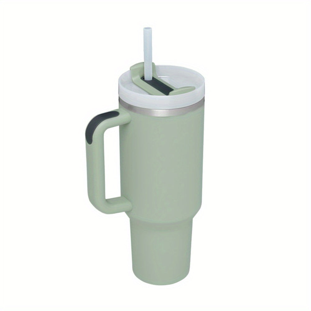 1pc 40oz Tumbler, Reusable Vacuum Quencher Tumbler With Straw, Leak Resistant Lid, Insulated Cup, Maintains Cold, Heat, And Ice For Hours