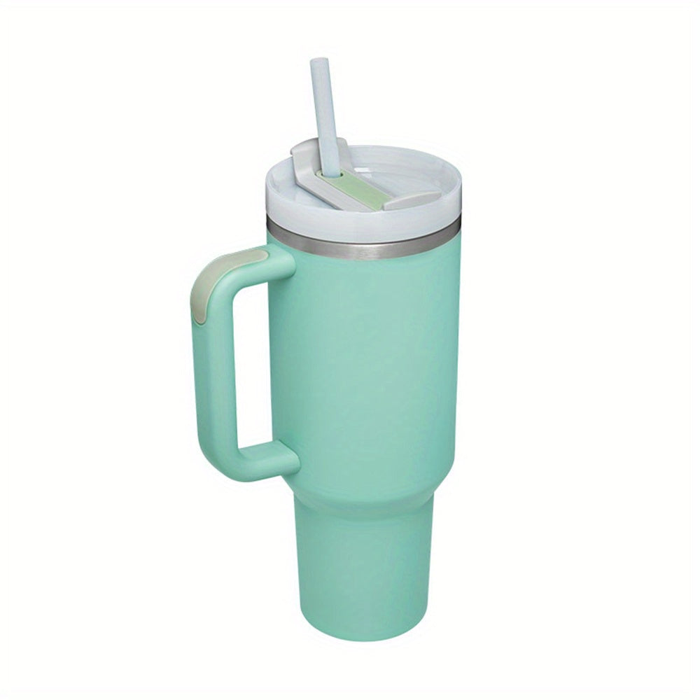 1pc 40oz Tumbler, Reusable Vacuum Quencher Tumbler With Straw, Leak Resistant Lid, Insulated Cup, Maintains Cold, Heat, And Ice For Hours