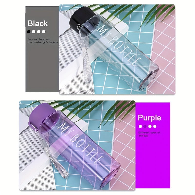 1PC 500ml\u002F17.6oz Sports Water Bottle, Plastic Portable Square Cup With Round Lid For Men Women Students Outdoor Sports, Creative Gift